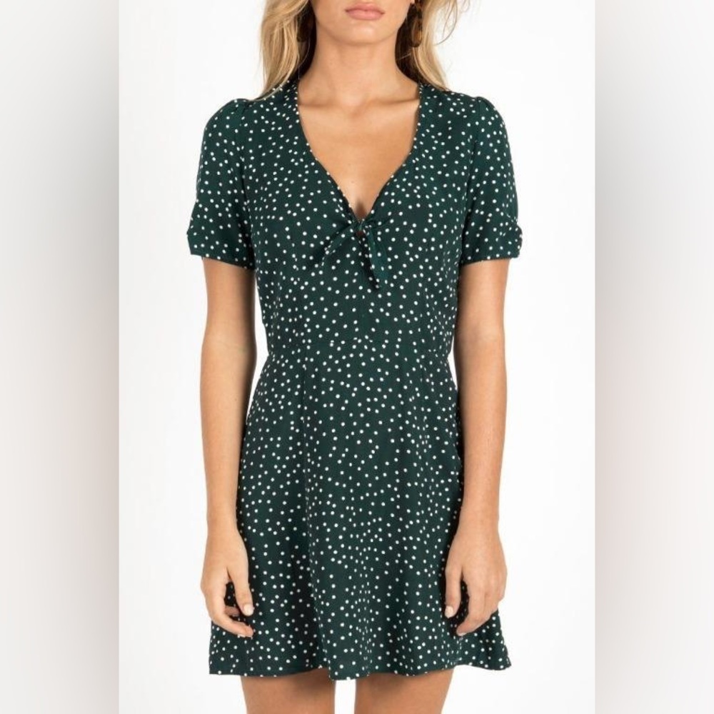 🌲🚉 Dissh Dark Green Polka Dot Tie Dress 🚉🌲 Size 12 - Picture 3 of 10